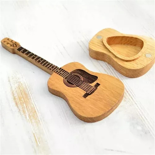 Picker De Guitarra De Madera + PĂșa De Guitarra