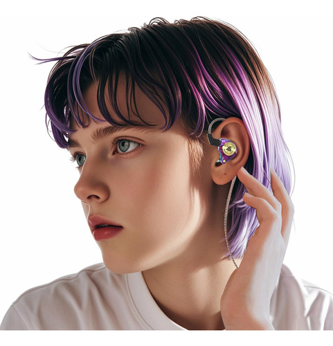 Auriculares Qkz Ak3 Estéreo Hifi Monitor Intrauditivo Morado Color