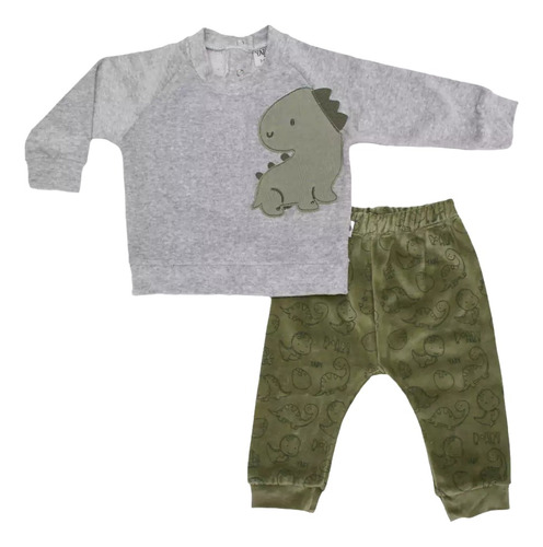 Conjunto Bebe Varón Plush Nene Buzo Pantalon Abrigo Invierno