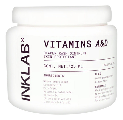 Crema Cuidado De Tatuajes Inklab Tattoo Vitamina A D 425ml