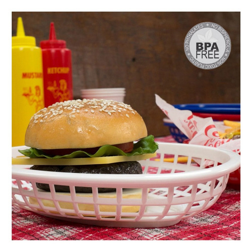 Imagem 2 de 7 de Cestinha Para Hambúrguer De Plástico Oval Tamanho Pequeno
