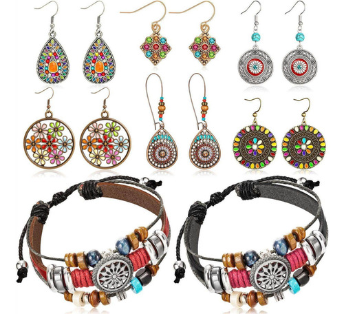 Hicarer Juego De 6 Pares De Aretes Colgantes Bohemios Vinta.