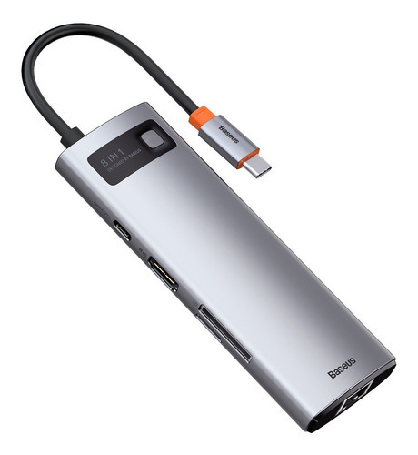 HUB TIPO C BASEUS 8 EN 1 (USB-C PD 100W / HDMI 4K / USB 3.0 X3 / RJ45 /SD / MICROSD)