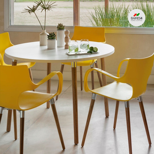 Juego De Comedor Mesa Camelia + 4 Sillas Jim Wood | Contado Color Amarillo