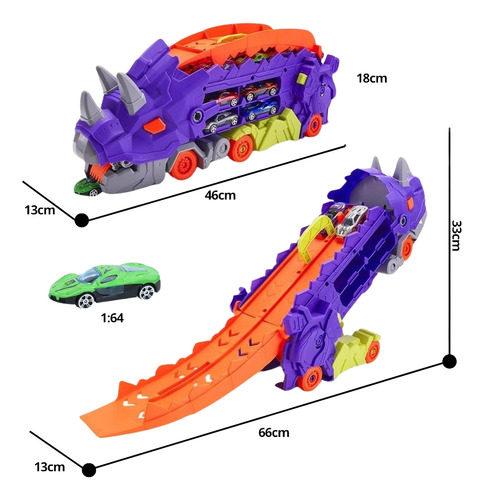 Pingüe® City & Speed | Pista Dino Track Para Niños Auto 1:64 Violeta Oscuro