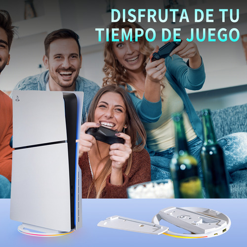 Soporte Vertical Para Ps5/ps5 Slim Usb Accesorios Base Luz