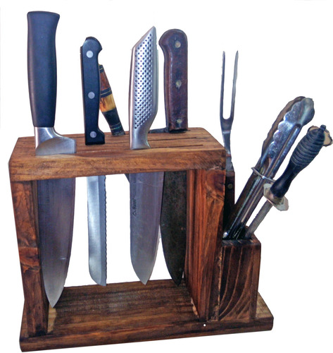 Organizador De Cuchillos Y Utensilios Madera De Pino