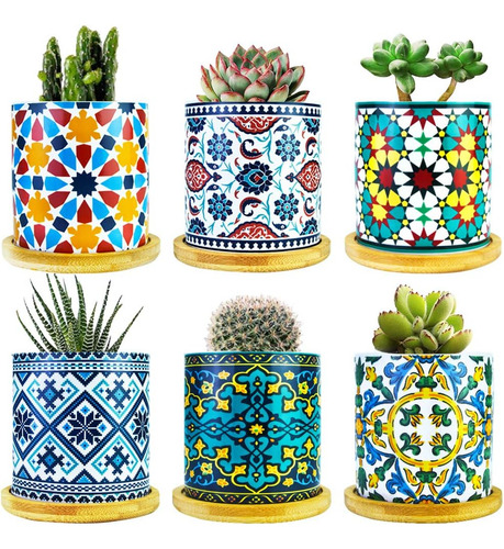 Paquete De 6 Macetas Para Plantas Suculentas De Mandala Con
