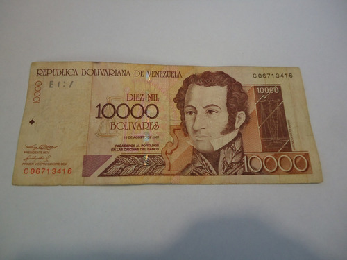 Billete De Venezuela 10000 Bolívares 2001