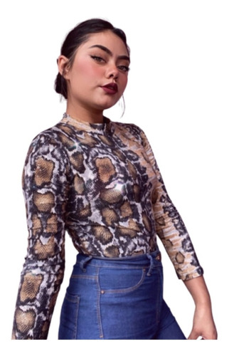 Body Pantiblusa Animal Print Serpiente Cobra Para Dama Ml