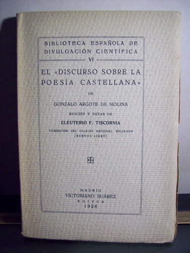 Adp El Discurso Sobre La Poesia Castellana Argote De Molina