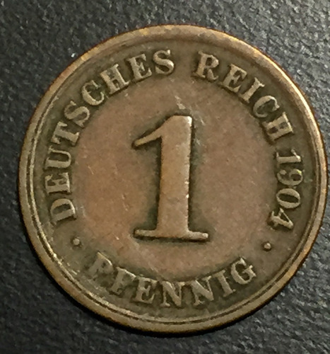 Ale043 Moneda Alemania Imperio 1 Pfennig 1904 F Vf Ayff (Usado)