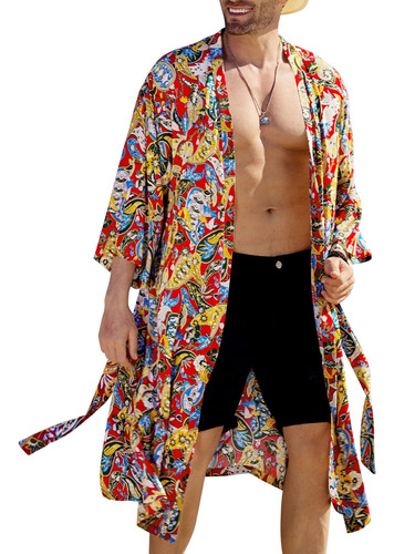 Coofandy Bata Tipo Kimono Para Hombre Albornoces Japoneses C