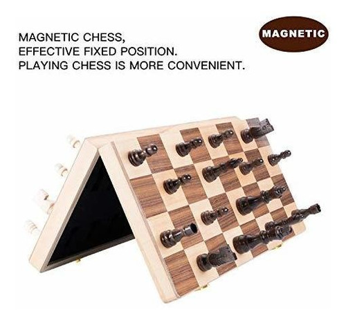 Amerous - Juego De Ajedrez Magnético De Madera De 15 X 15 P