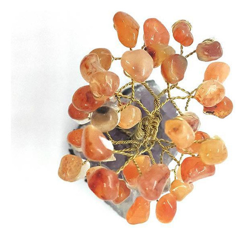 Árbol de ágata de cornalina con base de amatista, 10 cm