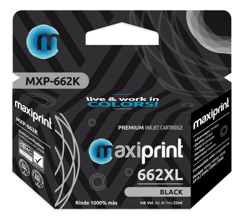 Imagen 1 de 3 de Cartucho Compatible Tinta Hp 662xl Cz103al Negro