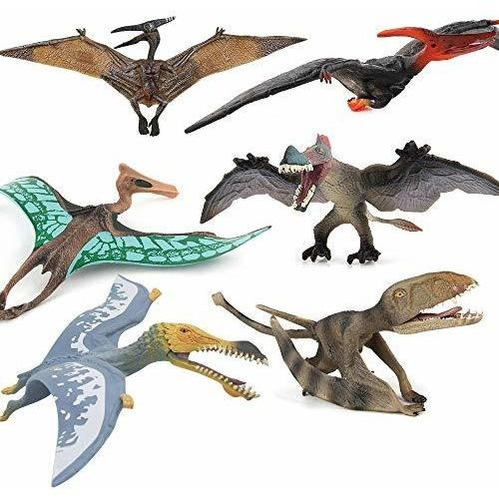 6 Pcs Realista Modelo Dinosaurio Playets Pterodactyl Ms8xz