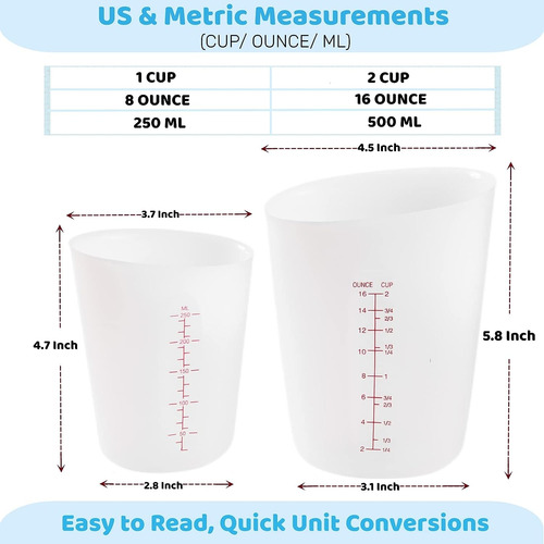 Liquid Measuring Cups 1-cup 2-cup, Measuring Spoons Set For