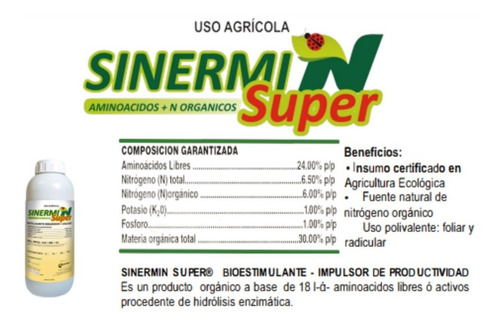 Imagen 2 de 4 de Sinermin Super - Aminoácidos Libres Al 24% - Bioestimulante