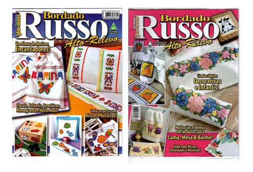 Kit 2 Revistas Bordado Ponto Russo 