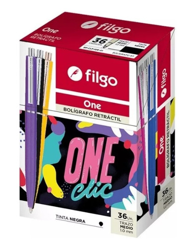 Boligrafo Lapicera Filgo One Trazo 1mm Retractil X 36