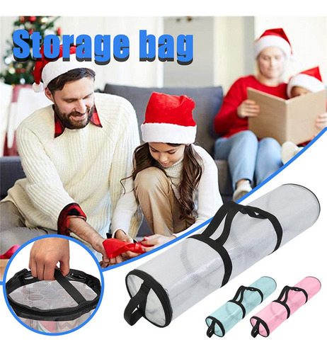Organizador De Papel De Regalo, Bolsa De 80x15cm Azul