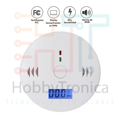 Imagen 3 de 5 de Detector Alarma Monoxido Carbono Digital Seguridad Hogar Hob