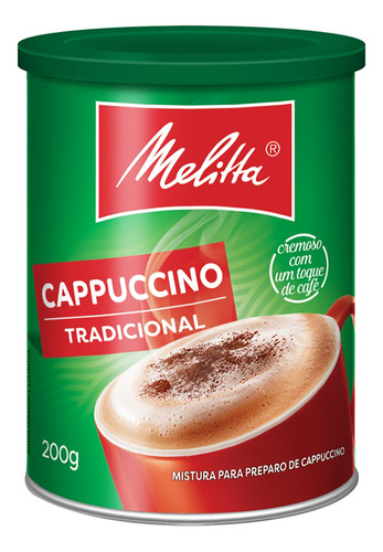 Café instantâneo cappuccino Melitta Zero Adição de Açúcares Solúvel tradicional sem glúten lata 200 g