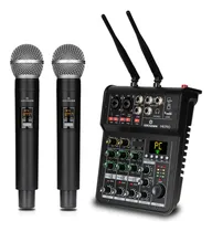 Comprar Mixer Audio 4 Canales Mkpro Con 2 Micrófonos Inalámbrico Uhf