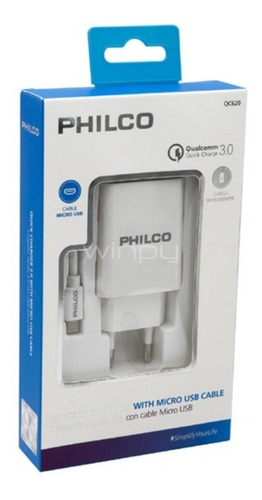 Cargador Philco Carga Rapida 3.0 Micro Usb Q620