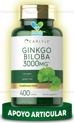 Carlyle Ginkgo Biloba 3000mg 400 Tabletas Ayuda A La Memoria Sabor Sin Sabor