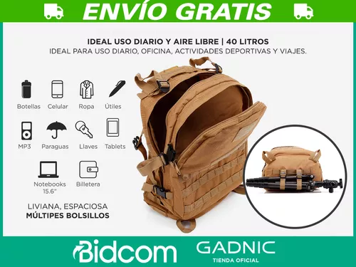 Mochila Táctica Militar Porta Notebook Gadnic 40Lts Marrón