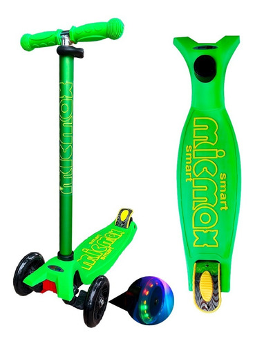 Scooter Monopatin Verde Mic Max Regulable Ruedas Led Niños