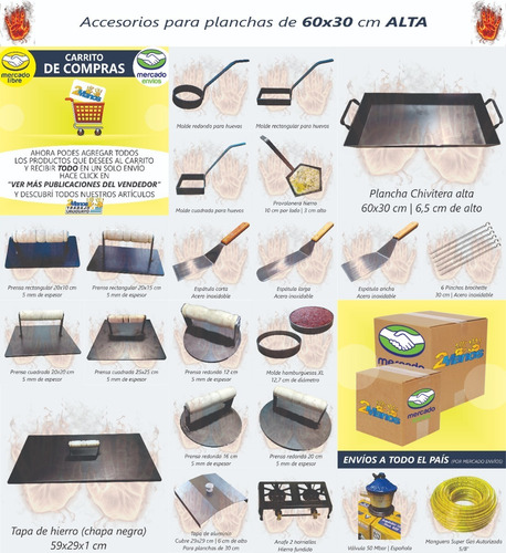 Imagen 5 de 10 de Plancha Chivitera Alta 60x30cm 2 Hornallas 2 Tapas Aluminio