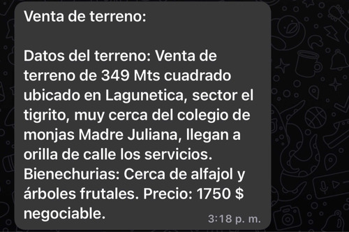 Imagen 2 de 8 de Terreno El Tigrito 349mtrs Con Cerca Del Alfajor