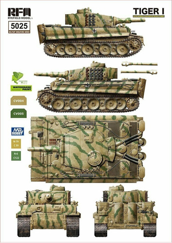 Tanque  Tiger I  C/ Interior Completo Rye Field Escala 1 :35