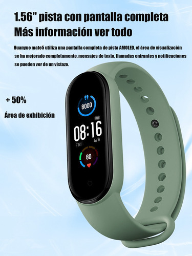Pulsera Inteligente Deportiva M5 Fitness Negro Milanese Verde Negro