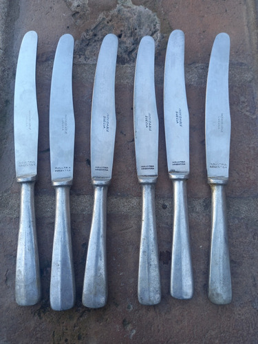 6 Cuchillos Mesa Inox.suecia Ind.arg. 23,7cm Largo