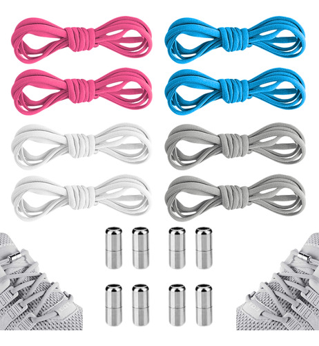 10 Pares Agujetas Elasticas Cordones Sin Nudos Hebilla Metal