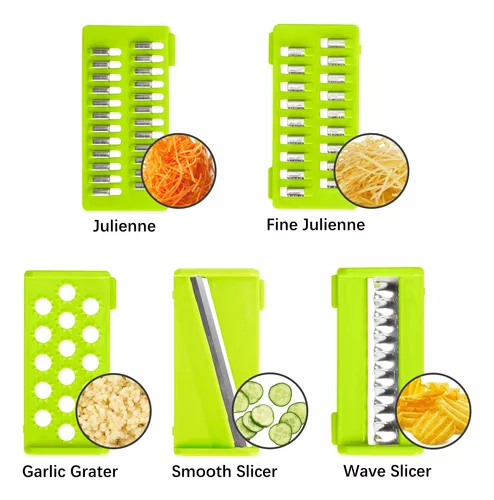 VRJISZTA - Cortador de verduras 13 en 1, cortador de alimentos, picador de  verduras con 8 cuchillas, recipiente de almacenamiento para ensalada de