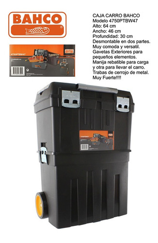 Caja Para Herramientas Bahco Plastica 2 Cuerpos Con Ruedas