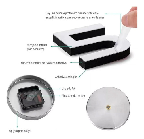 Zheyang Reloj De Pared Grande Con Números 3d, Silencioso,