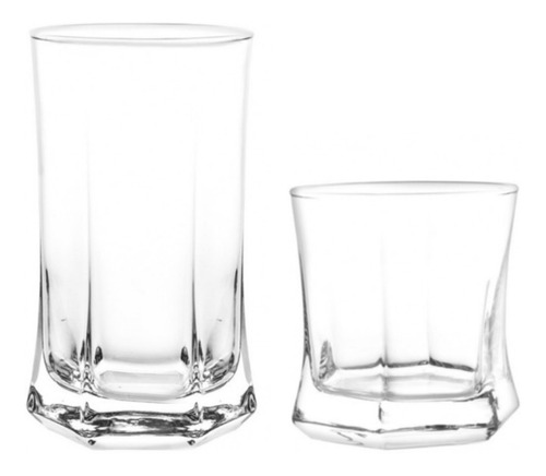 Set 12 Vasos Altos Y Bajos Vivaldi Vidrio Tragos Bebidas 