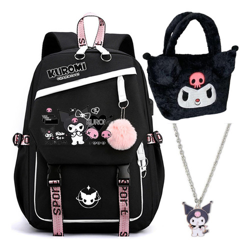 Mochila Kuromi Kawaii, Mochila Y Bolso De Mano, 3 Unidades/k