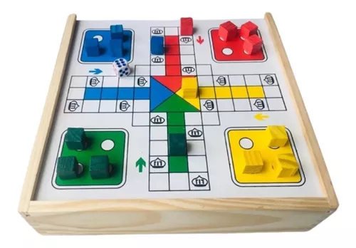 Jogo 5 Em 1 Dama-Dominó-Trilha-Velha-Ludo - Alegria Brinquedos