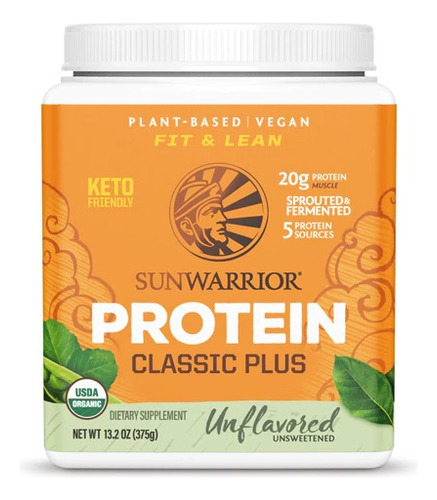 Sunwarrior Classic Plus Proteína Organica 375 G Sabor Sin Sabor