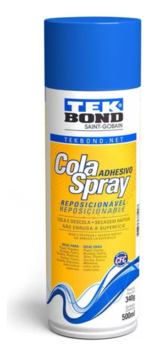 Adhesivo Cola Spray Reposicionable Tekbond Lata 340 G 500 Ml Color Blanco