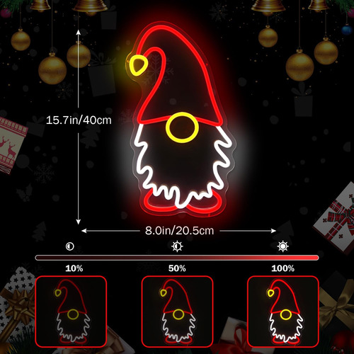 Letrero De Neón De Gnomo De Navidad Para Pared, Letreros Led