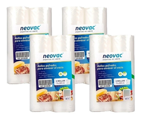 Rollos Gofrados Para Vacío Neovac 15cmx5mts Pack X 8 Rollos