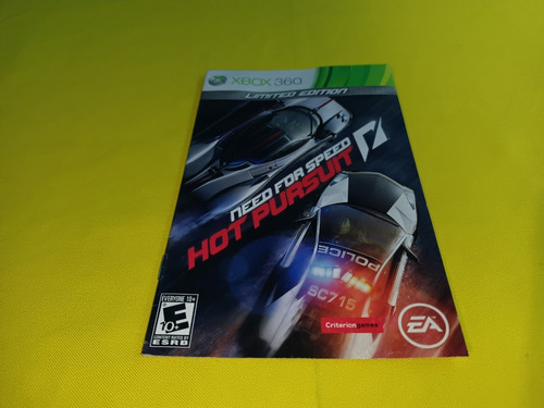 Manual Original Need For Speed: Hot Pursuit  Xbox 360